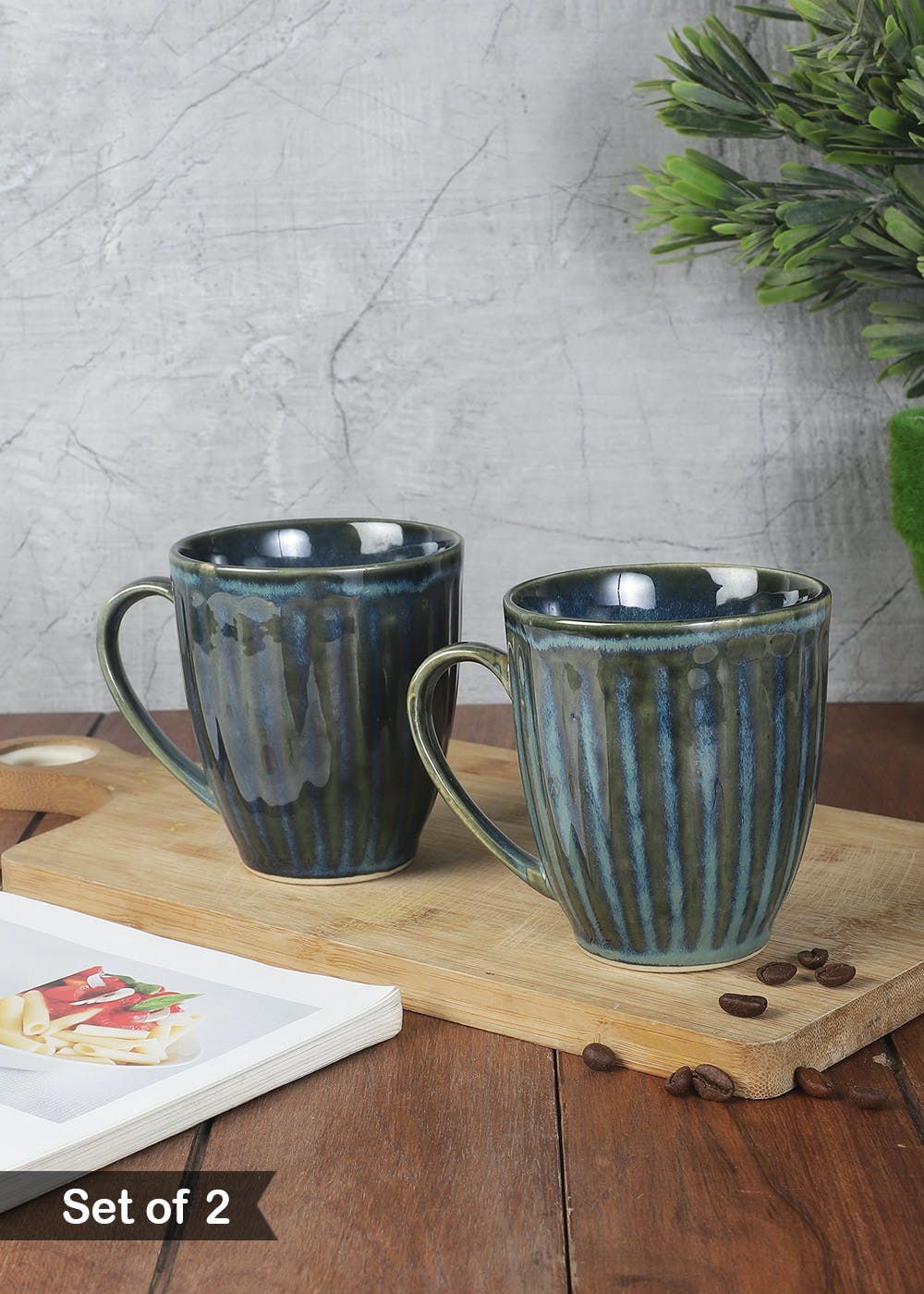 Get Handcrafted Dual Glazed Studio Pottery Coffee/Tea/Milk Mug Set Of 2 (  350 Ml , Microwave & Dishwasher Safe) at ₹ 899 | LBB Shop