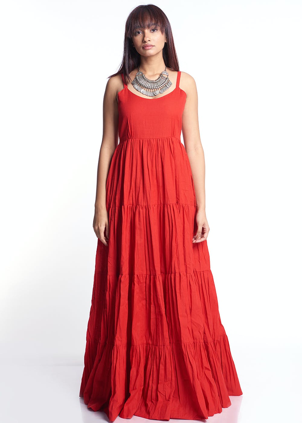 Buy FrionKandy Womens ALine Cotton Sanganeri Animal Print Long Maxi Gown  Dress  Free Size Upto XXL Multi Color at Amazonin
