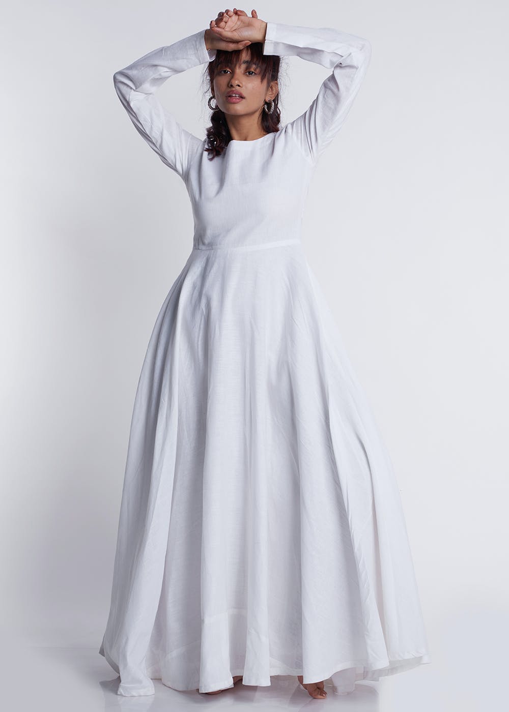 Full A-line 3 Hoop Floor-Length Bridal Dress Gown Slip Petticoat Off-White/1003-3E  – Fabrichittite