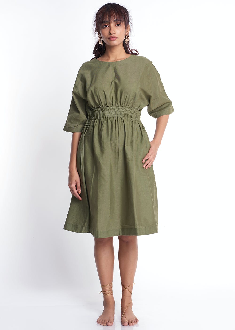 Olive green sales one piece dress