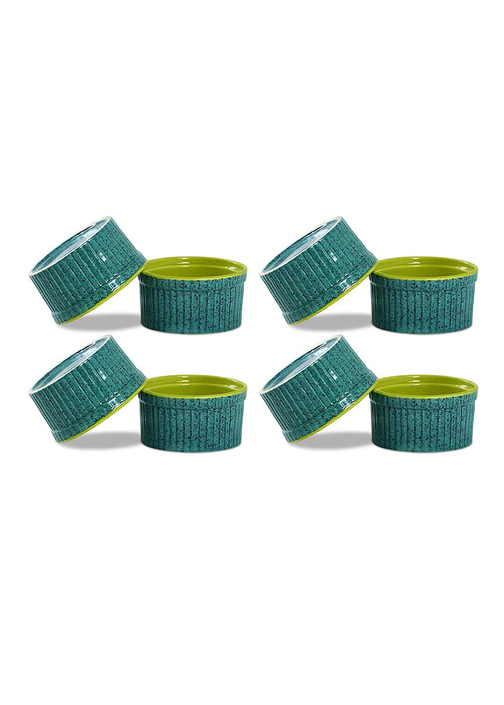 Get Ceramic Handmade Ramekin (Glossy Turquoise and Green) Dessert Bowl