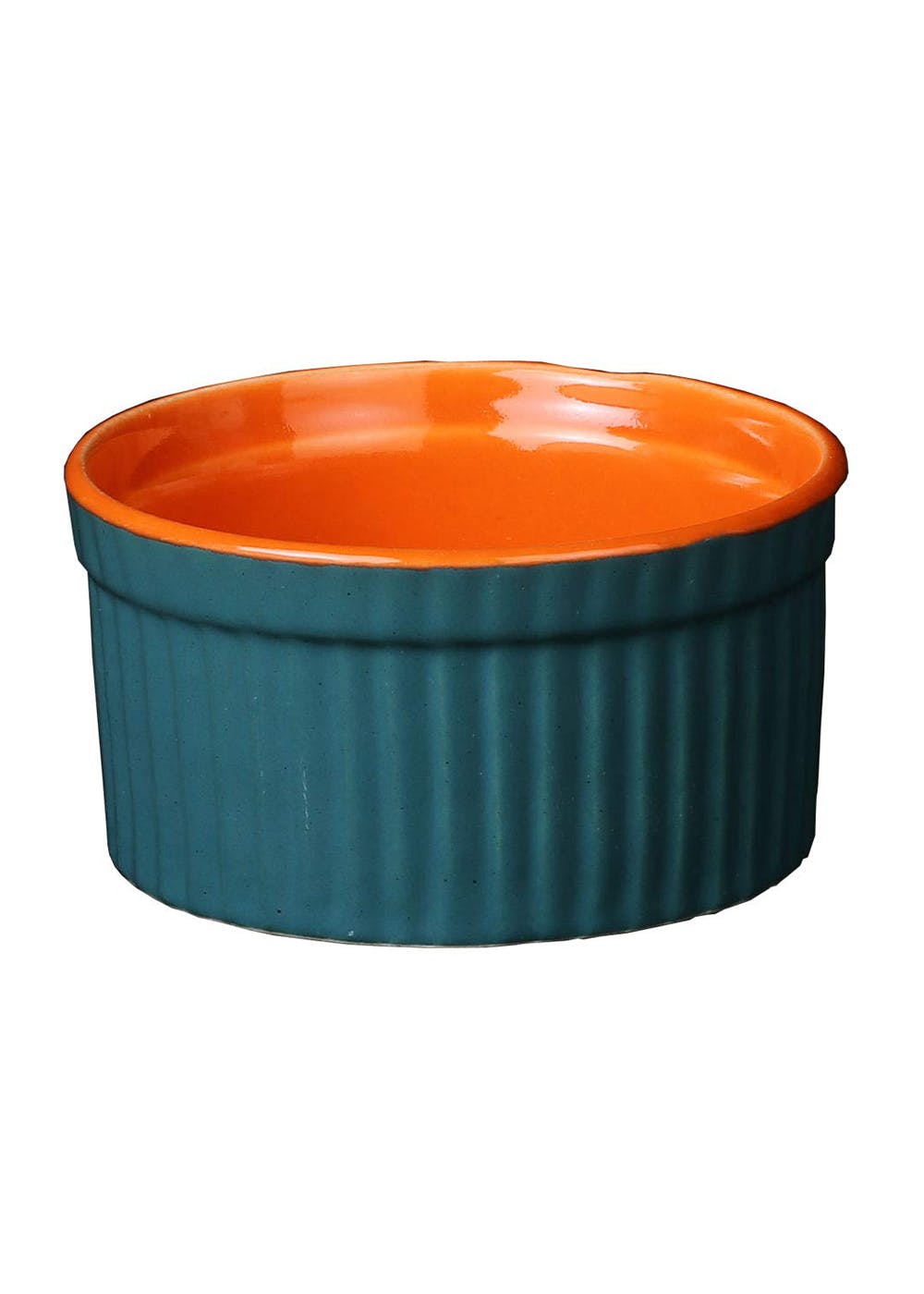 Get Ceramic Handmade Blue & Orange Matte Ramekins Bowl(Set of 1) at