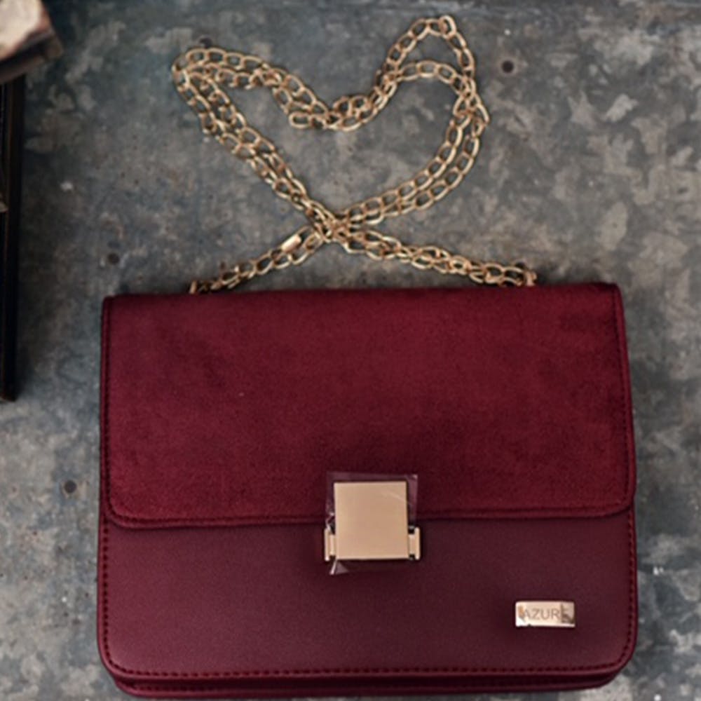 BURGUNDY suede leather bag. Cross body / shoulder bag in GENUINE