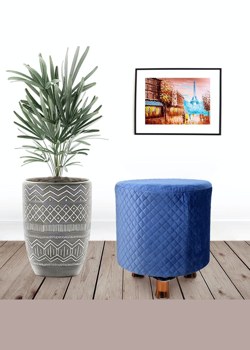 Get Wooden Sitting Ottoman With Legs For Living Room Foam Cushioned ...