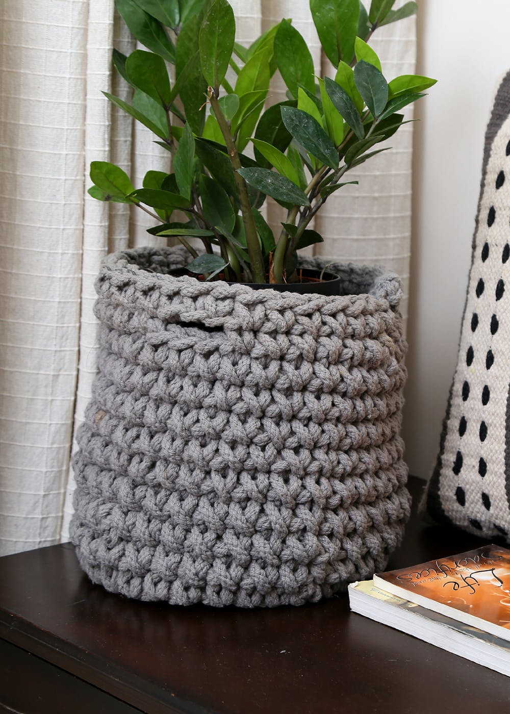 Get Grey Cotton Rope Planter Basket 12 x 12 inches at ₹ 1199 LBB Shop
