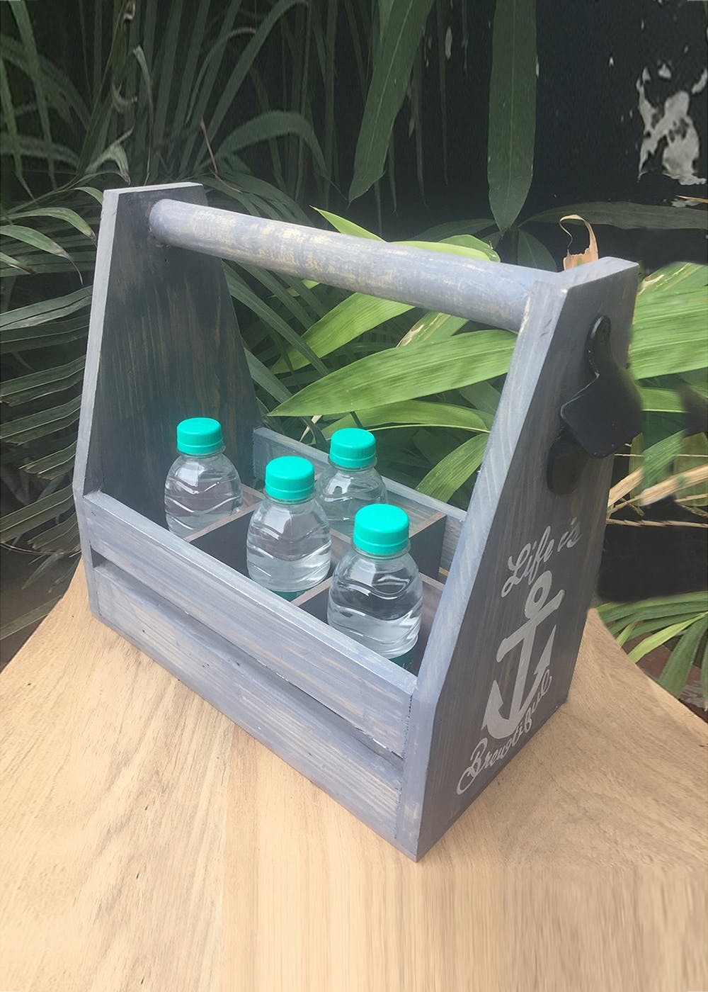 Get Wooden Beer Caddy (Grey) at ₹ 1850 LBB Shop