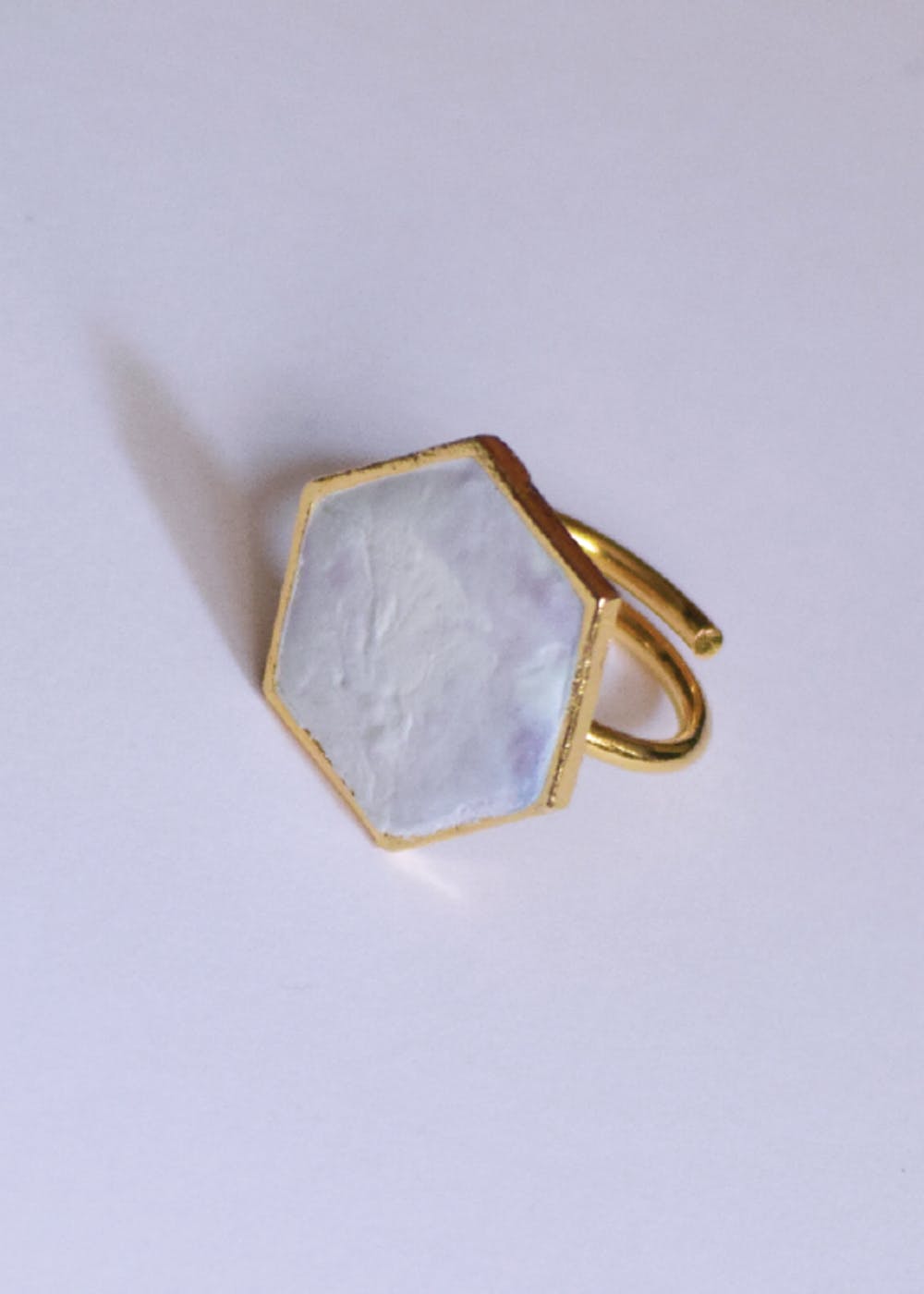 Marble Effect Solid Hexagonal Ring - Lavender