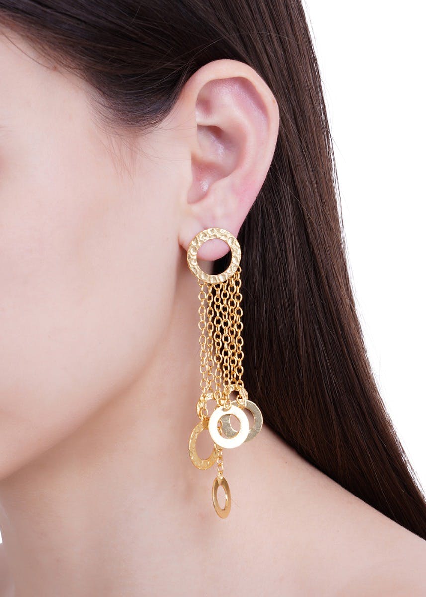 Get Gold Plated Disc And Tassel Drop Earrings At ₹ 1439 Lbb Shop 8641