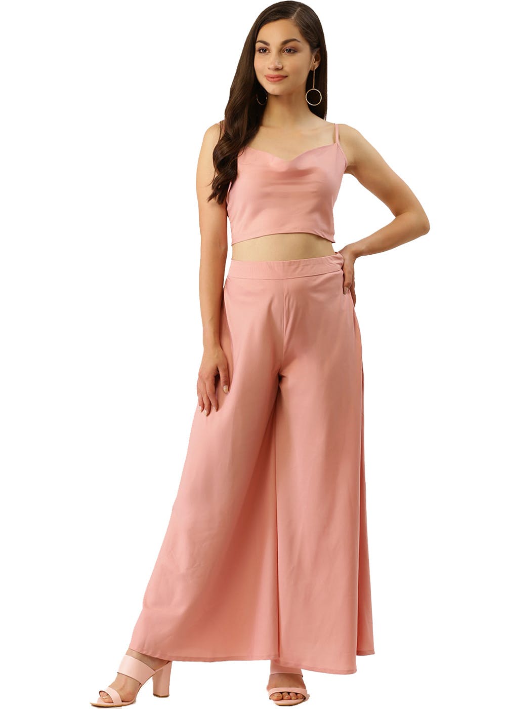 Get Monotone Pink Crop Top With Palazzo ...