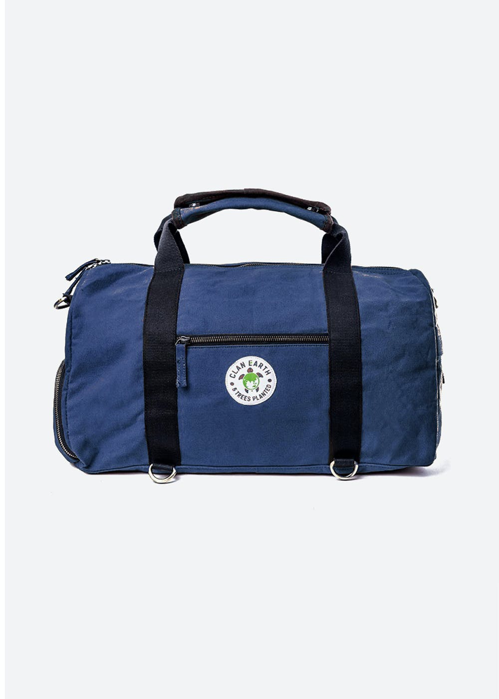 Contrast Panel Straps Detail Solid Duffle Bag - Navy