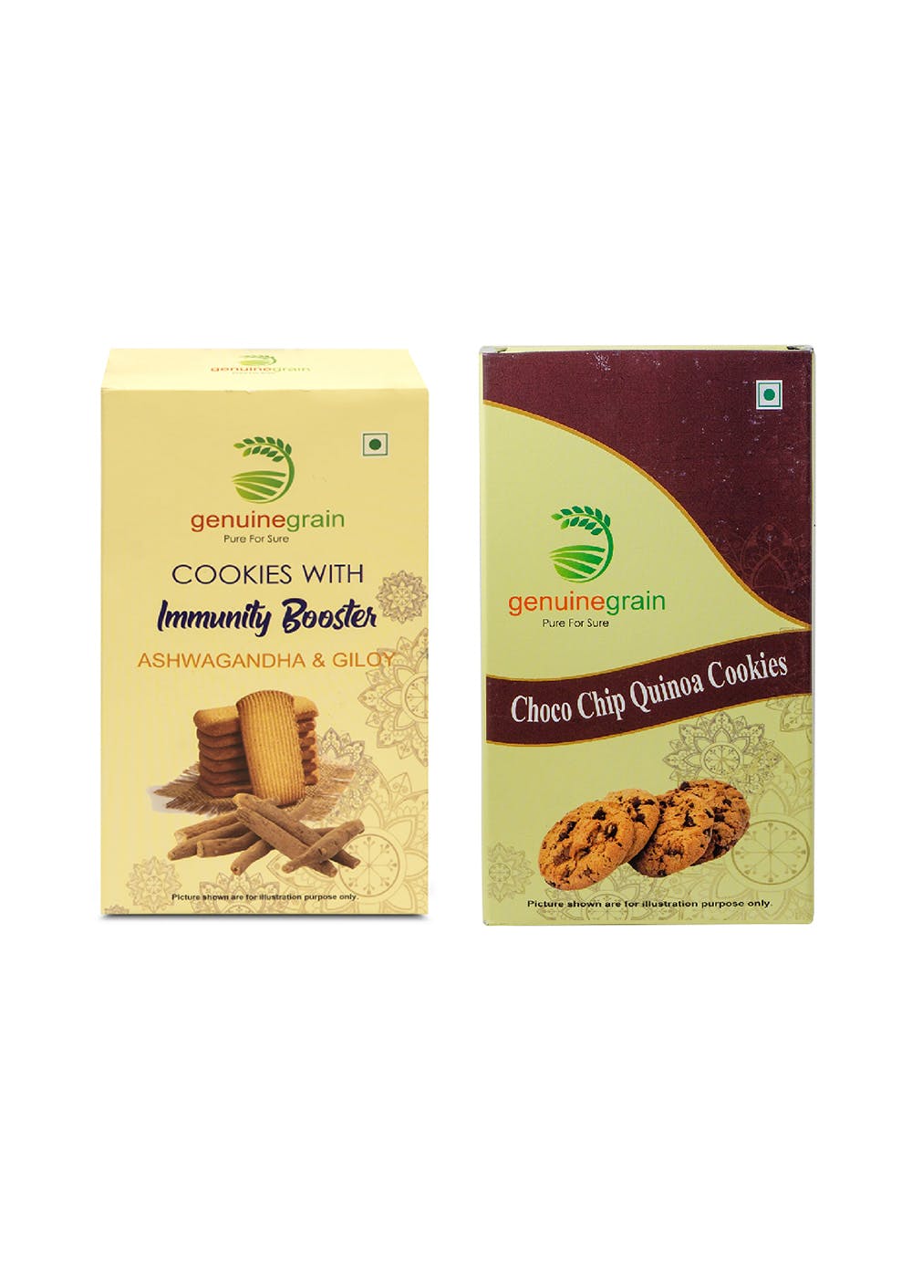 Ashwagandha Giloy Cookies and Choco Chip Quinoa Cookies Combo