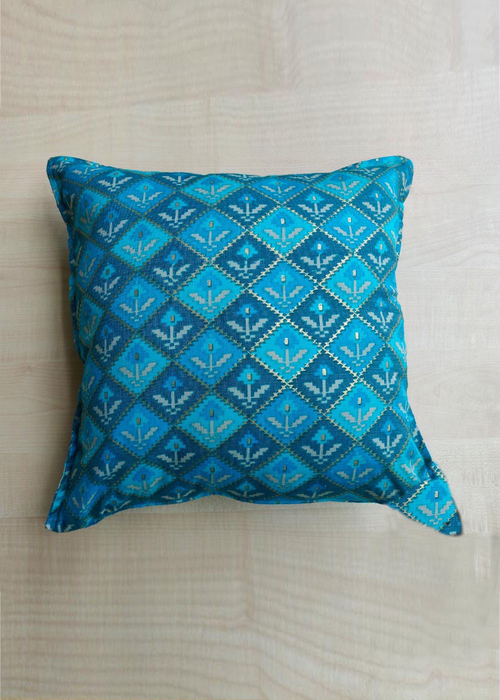 Patola Printed Cushion Cover - Blue