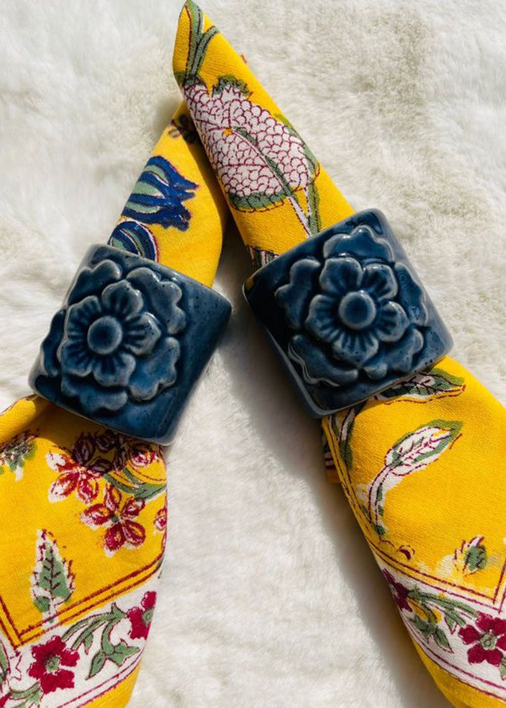 Get Blue Napkin Ring Set of 4 at ₹ 990 LBB Shop