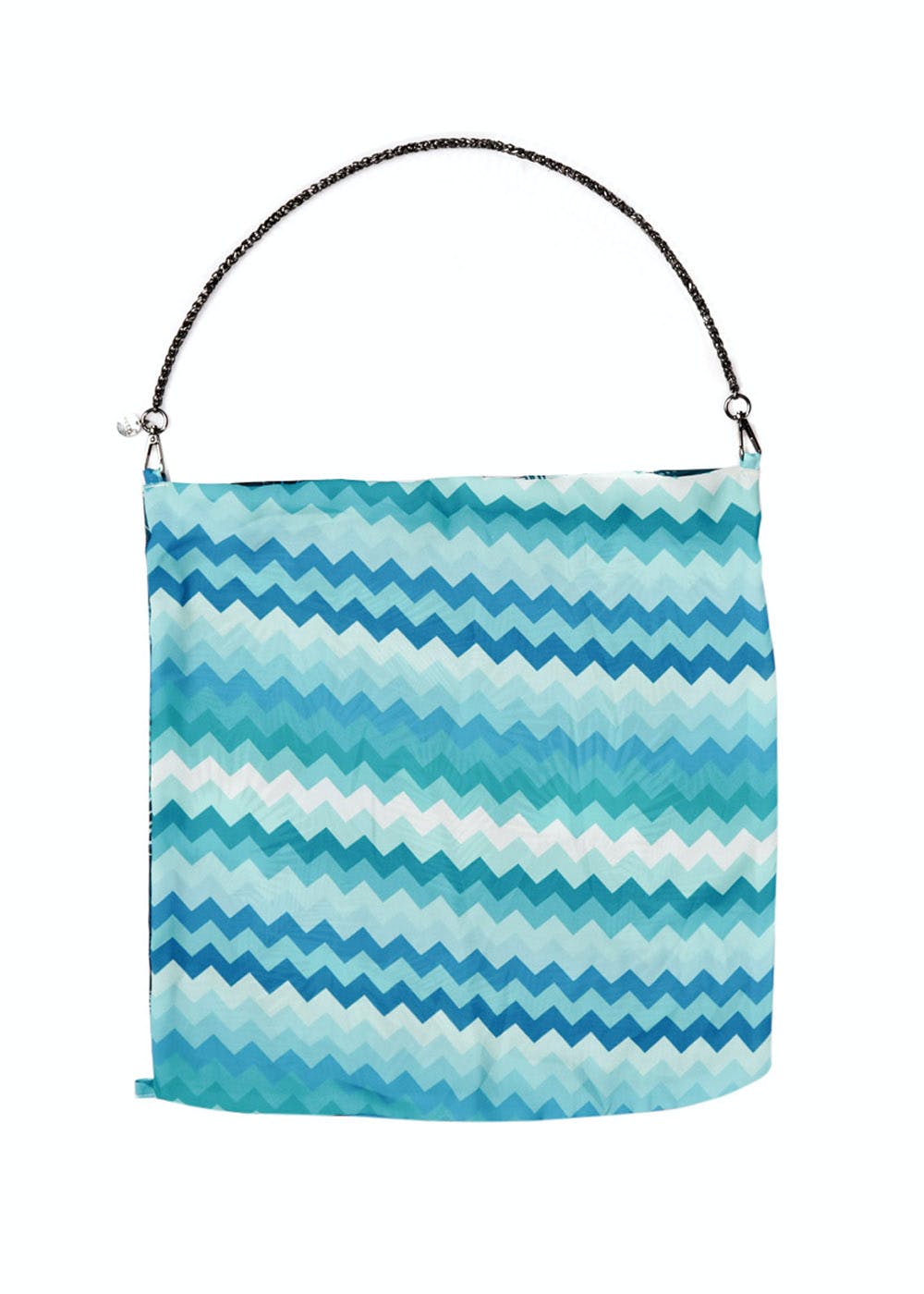 Tote Scarf with Print of Blue Ocean Waves