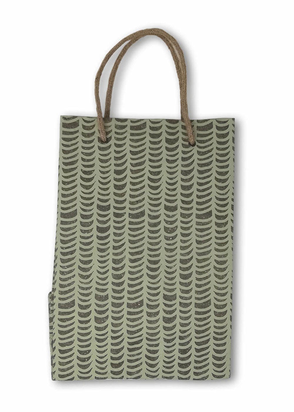 Beige Waves Print Flax Paper Carry Bag