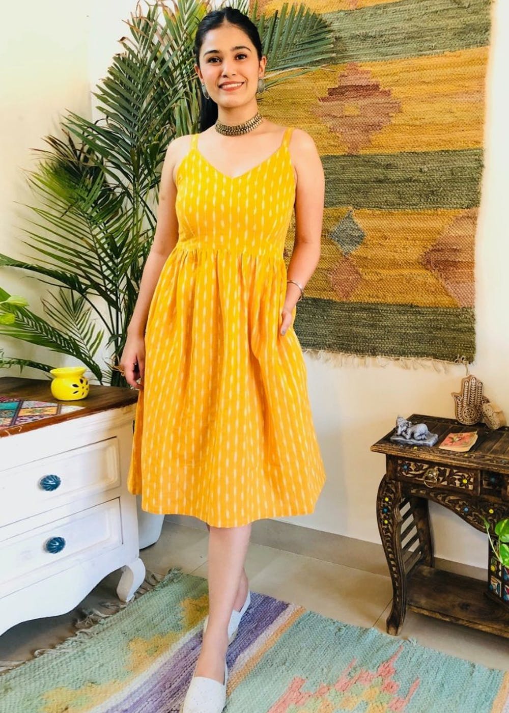 yellow ikat dress