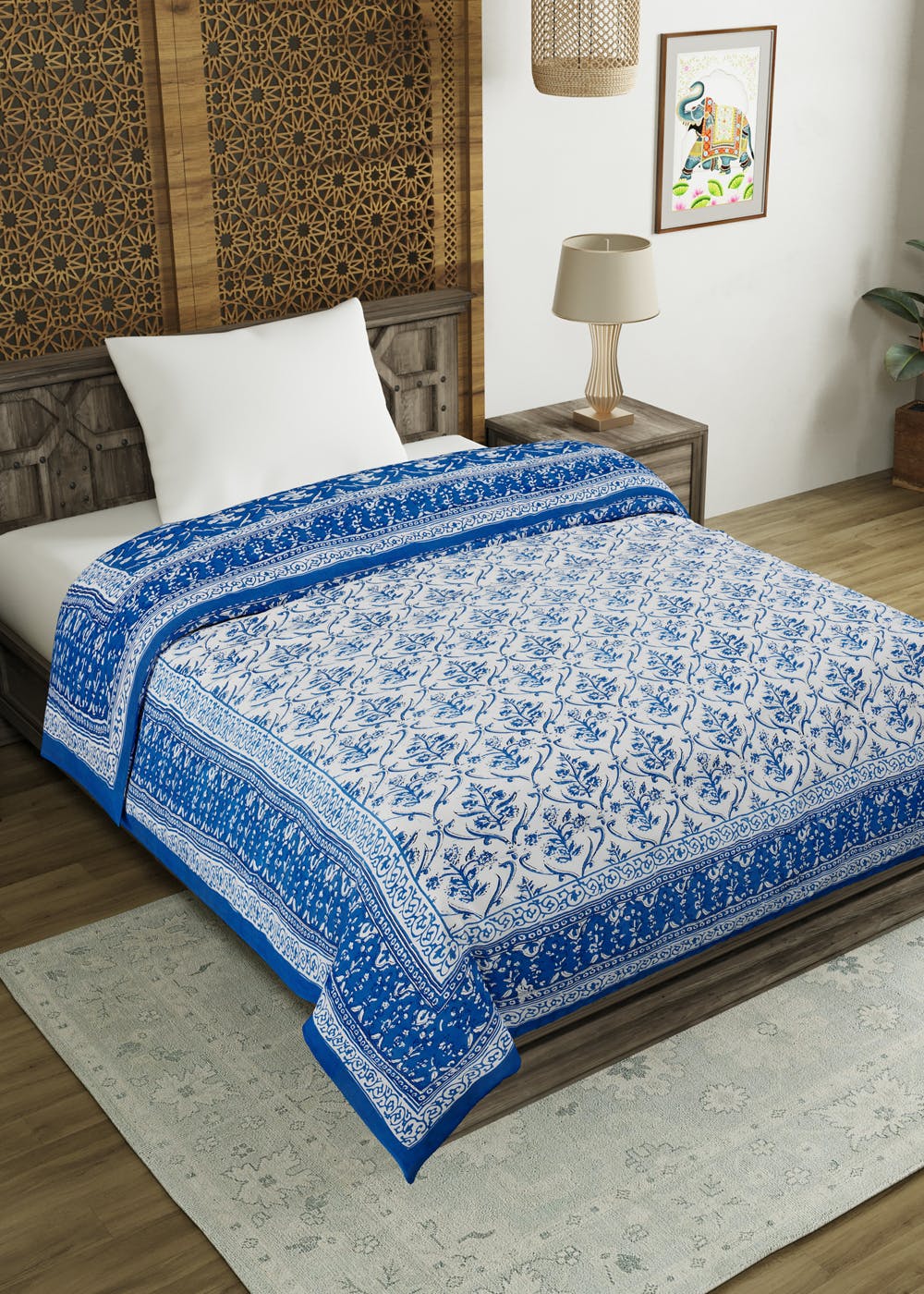 Get Cotton Rajai/Quilt /Quilt Single Bed Light Blue at ₹ 1299 LBB Shop