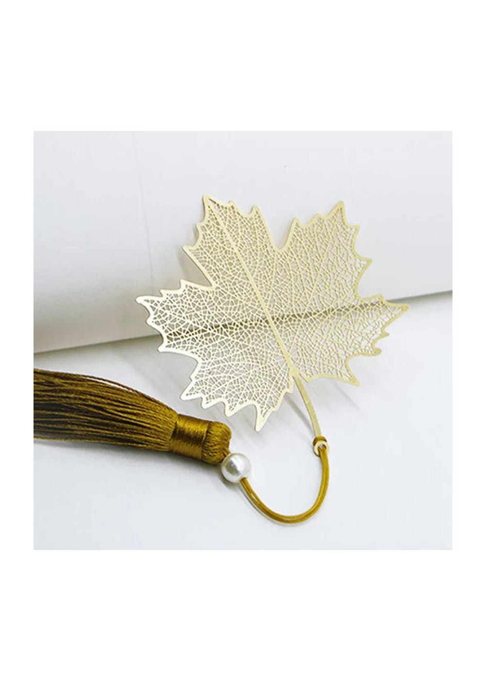 Get 24k Gold Plated Metal Bookmark with Tassel Maple Leaf at ₹ 800