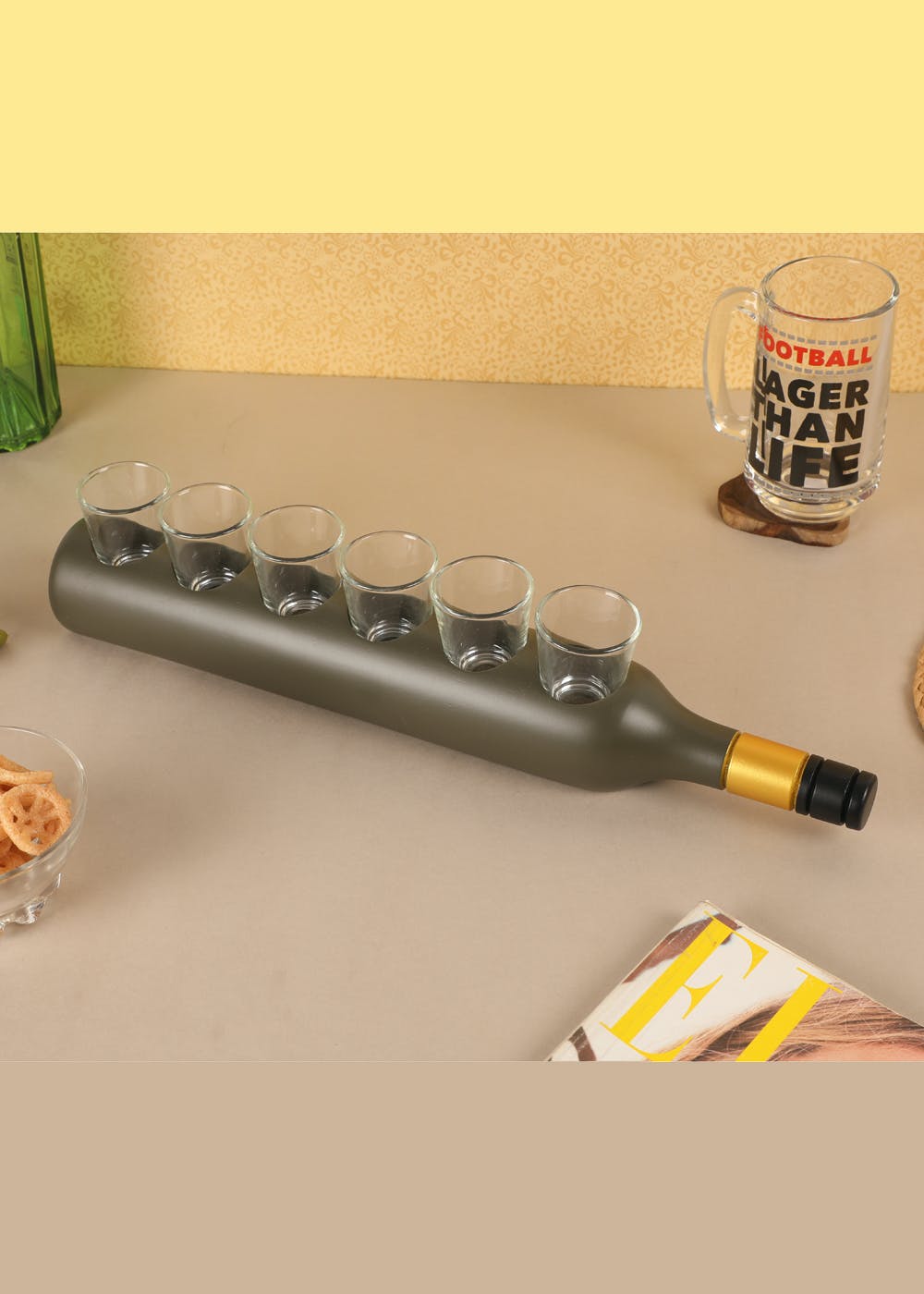 Get Bottle Shot Glass Stand Set Of 6 at ₹ 1600 LBB Shop