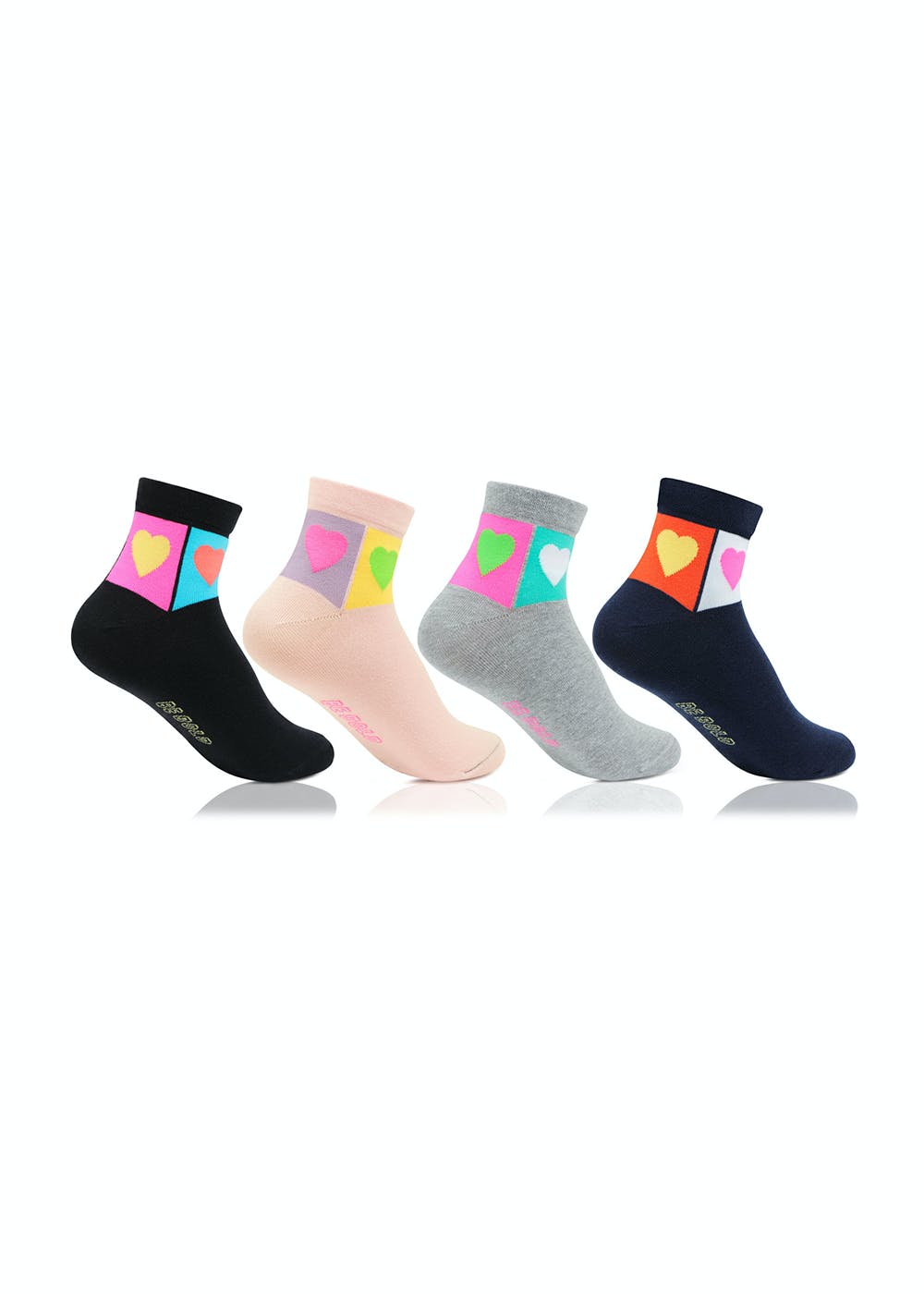 Heart Printed Ankle Length Socks - Pack of 4