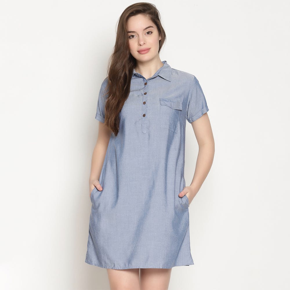 Floral Print Denim Shirt Dress – Naughty Ninos
