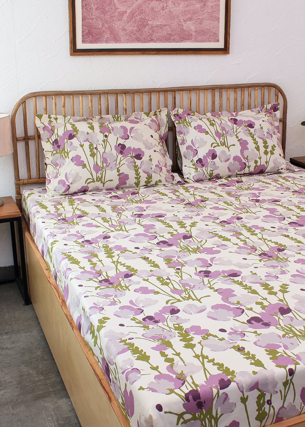 Get Purple Floral Printed Bedsheet Set at ₹ 2299 LBB Shop
