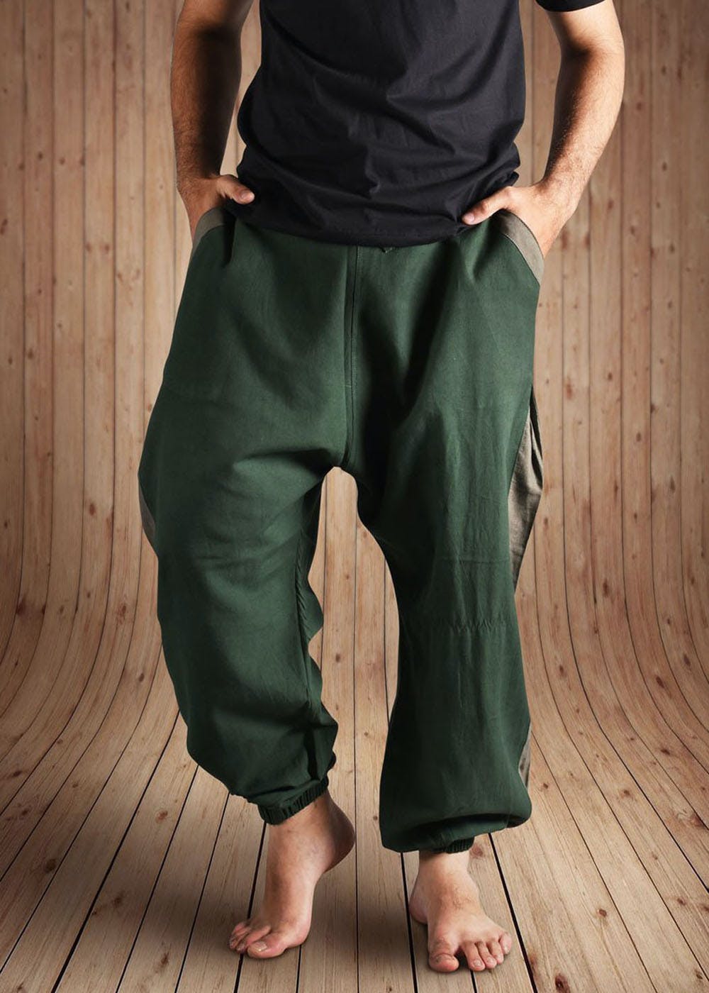 Get Solid Olive Green Hopper Pants at 