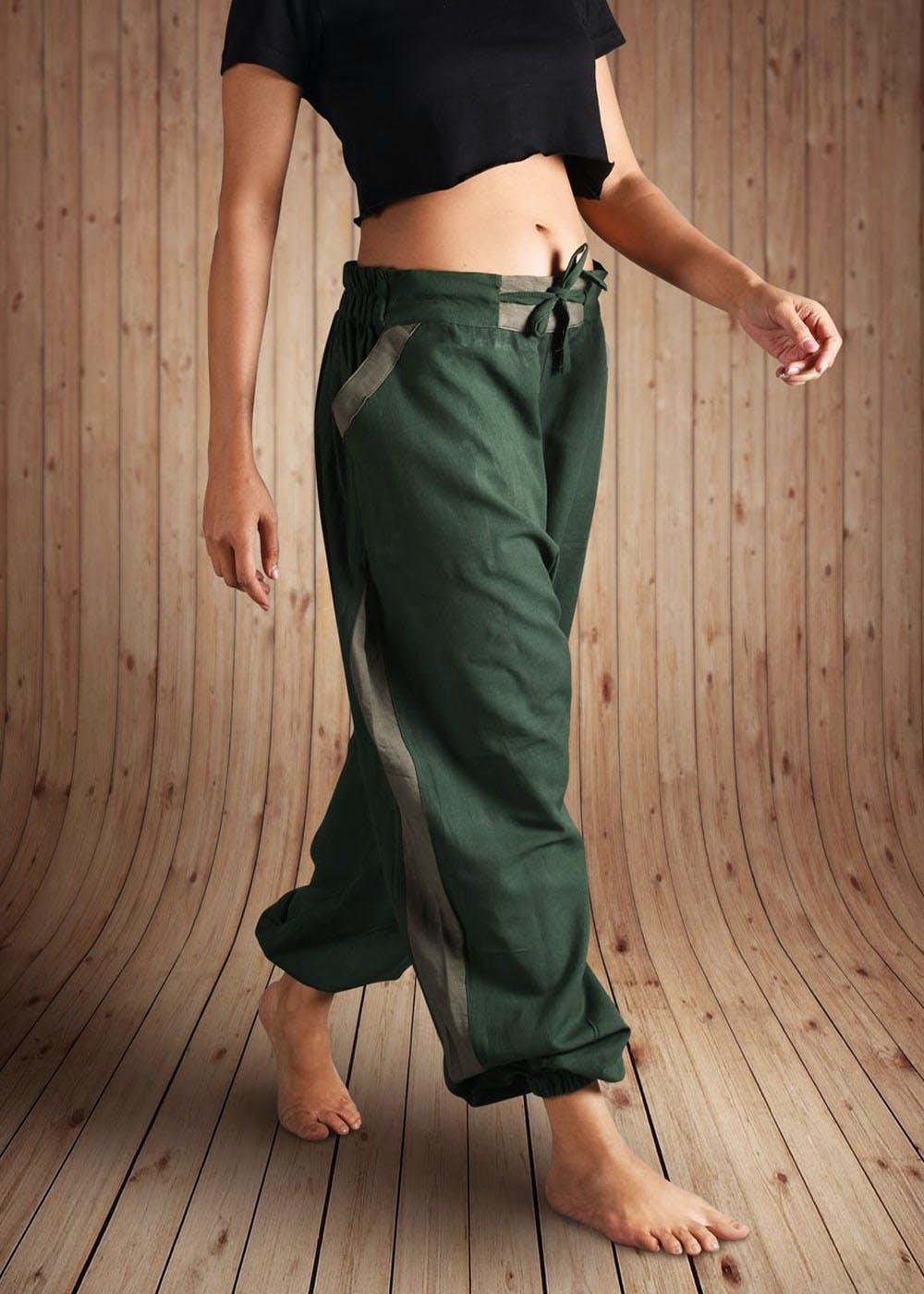 Get Solid Olive Green Hopper Pants at 