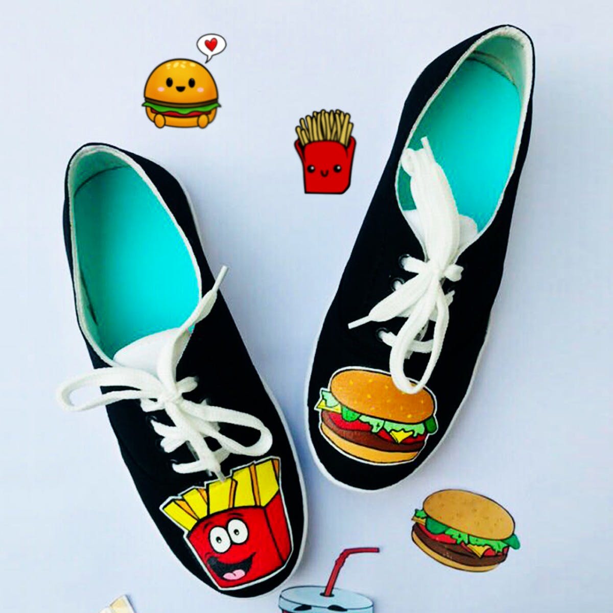 Hand-Painted Burger & Fries Sneakers