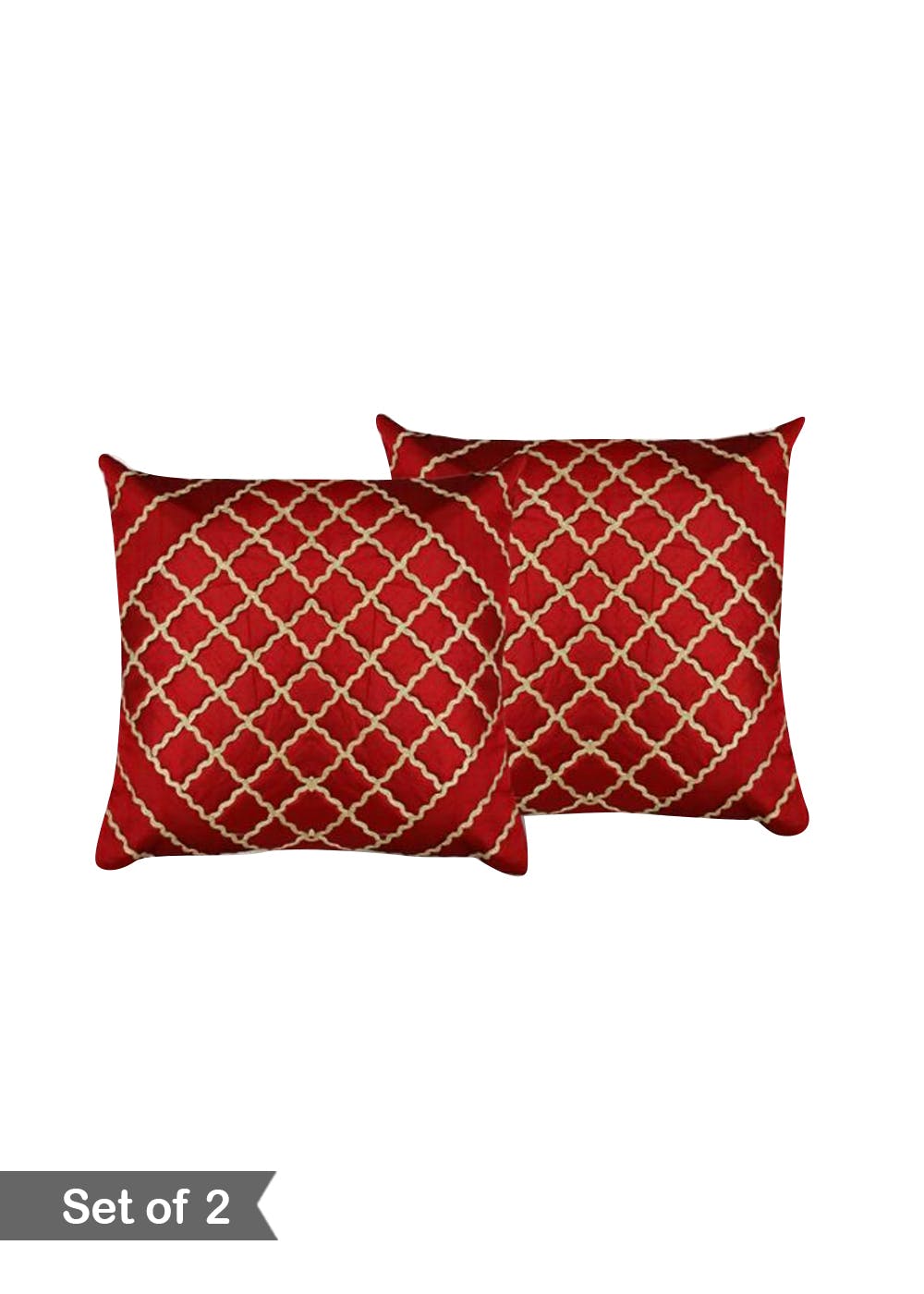 Maroon Geometric Cushion Covers (Set of 2)
