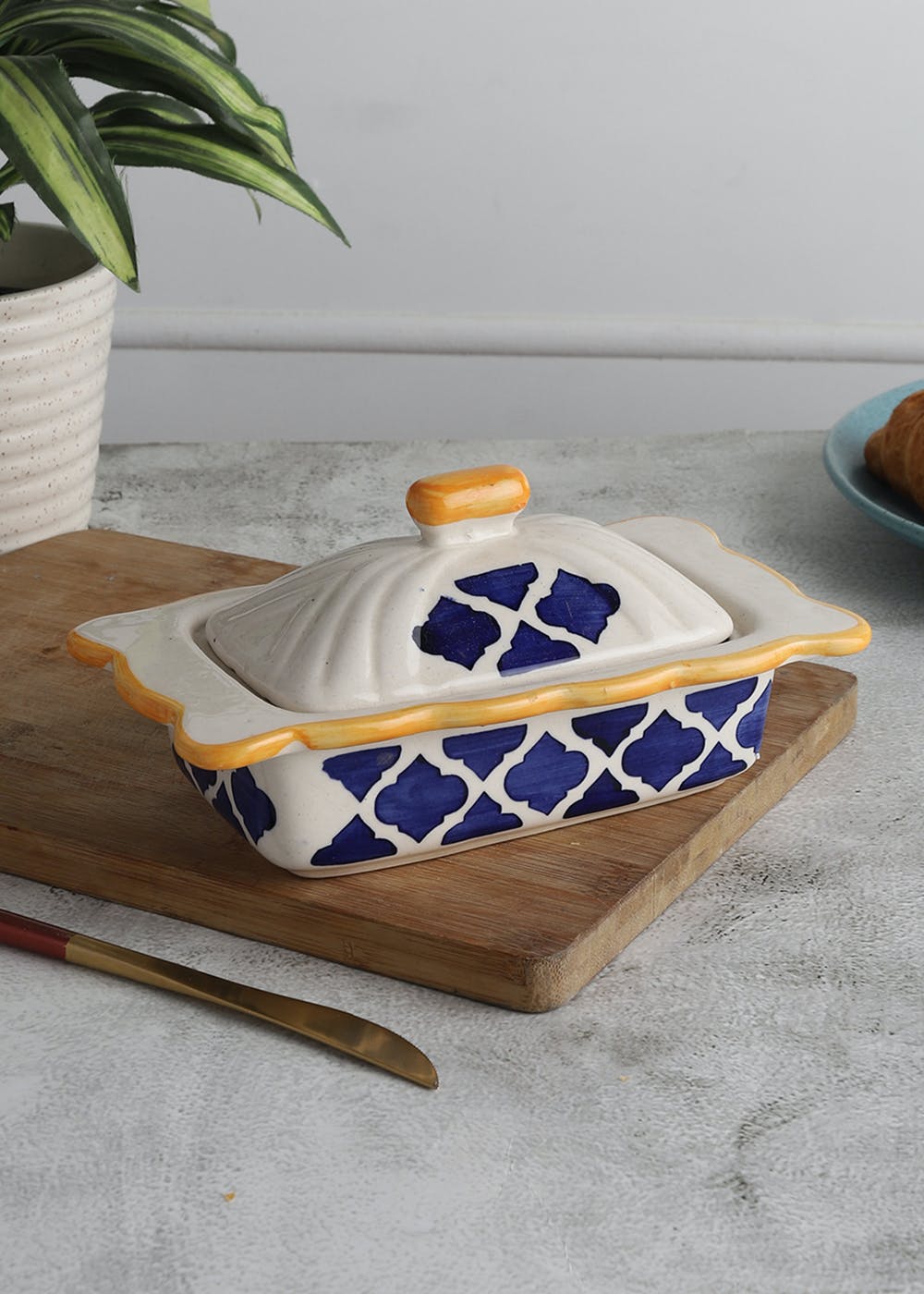 Get Handmade Ceramic Butter Box Dish With Lid For Dinning And Kitchen