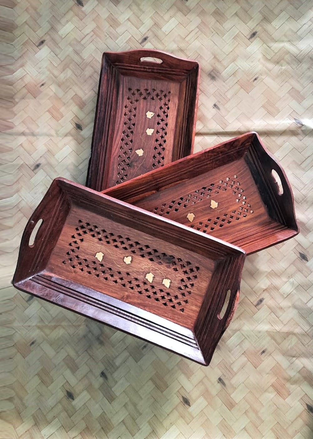 Get Rectangular Wooden Carved Tray at ₹ 999 LBB Shop