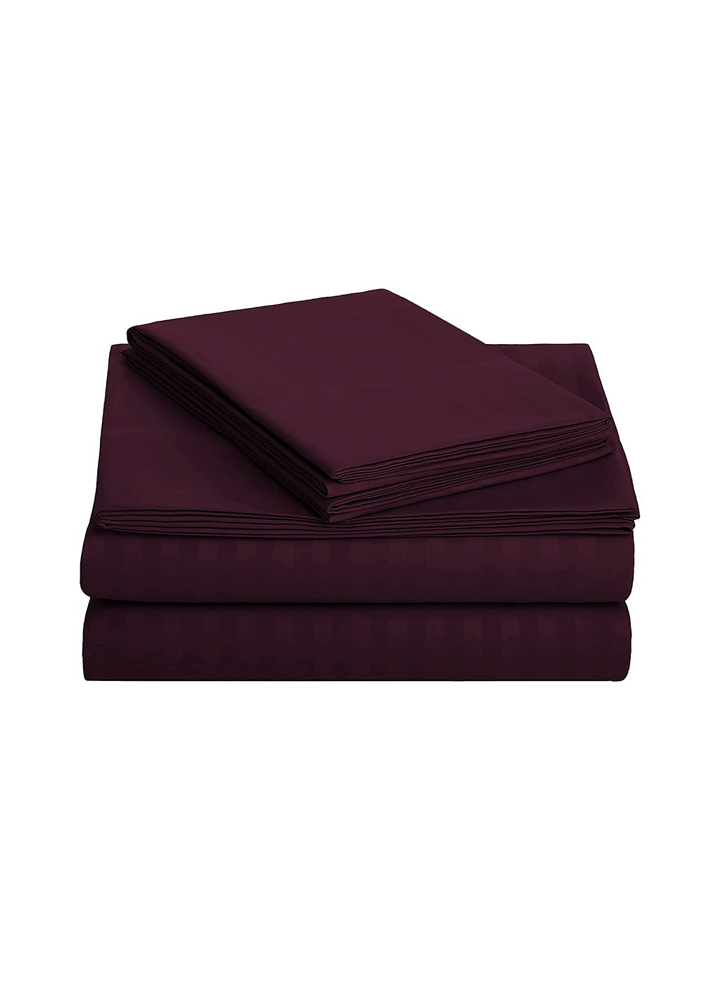 Stripe Supersoft Double Size Bedsheet with 2 Pillow Covers - Wine