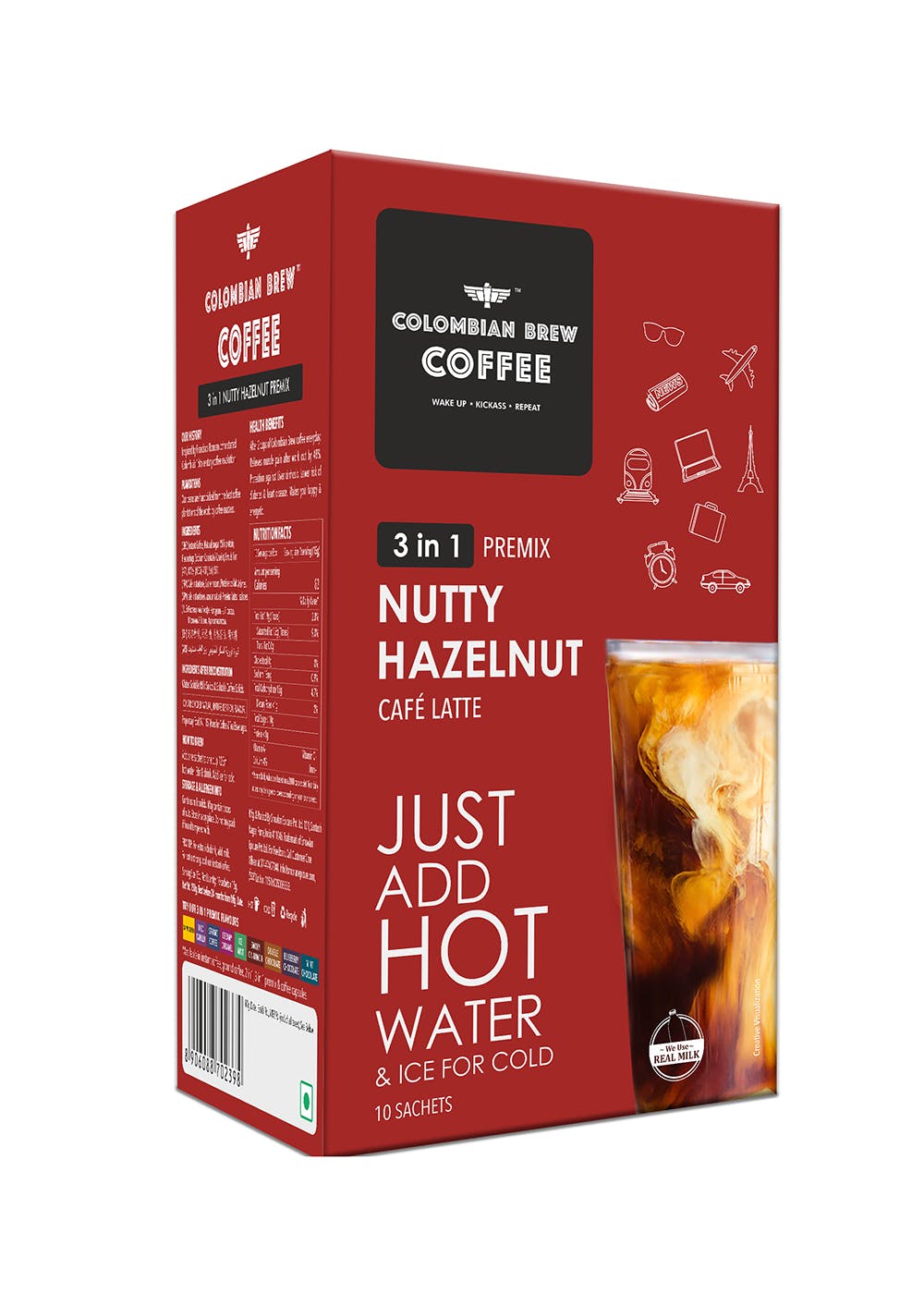 Hazelnut Café Latte Coffee Premix (3 in 1) - 10 Sachets