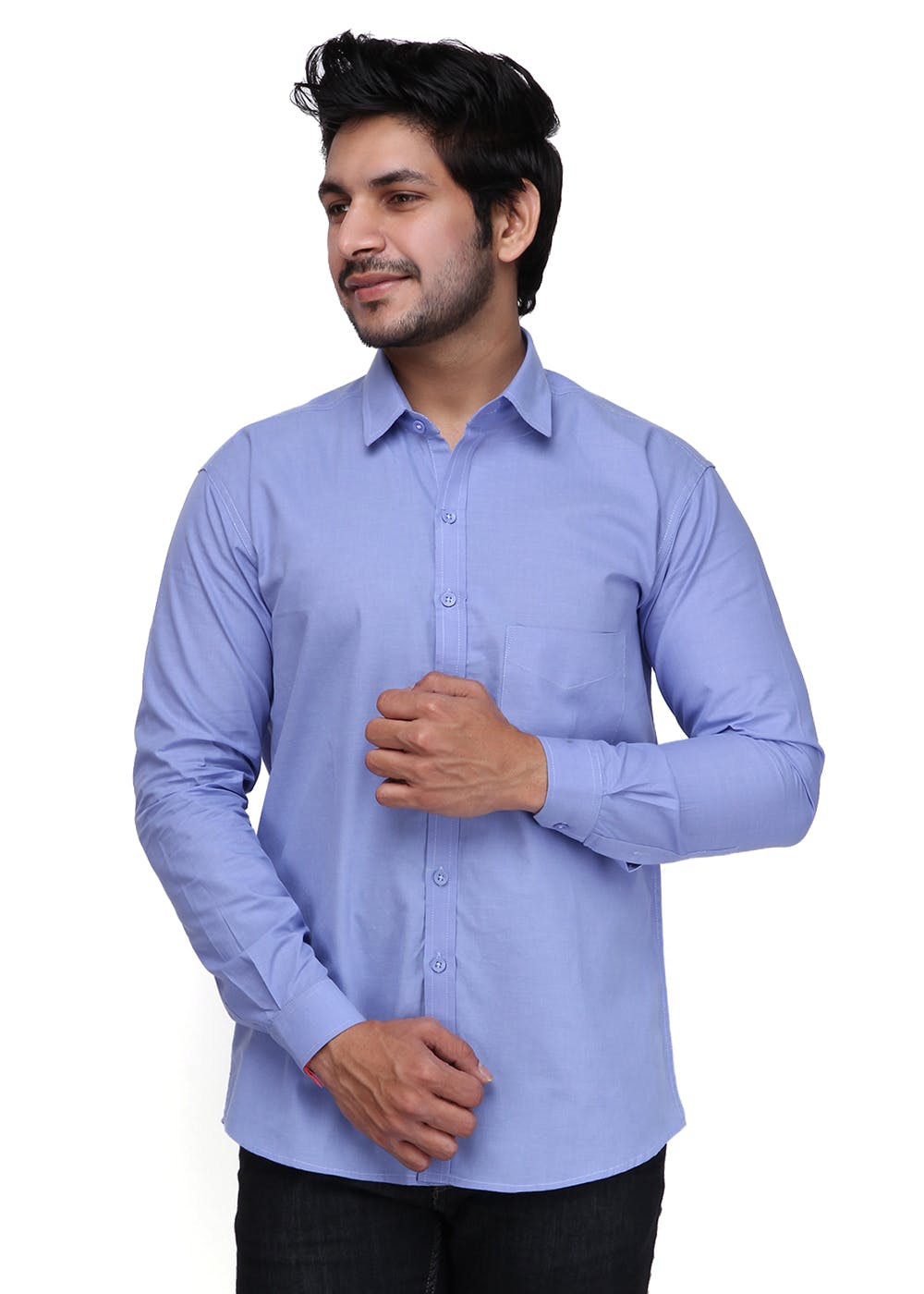 Get Solid Blue Dyed Cotton Shirt at ₹ 788 | LBB Shop