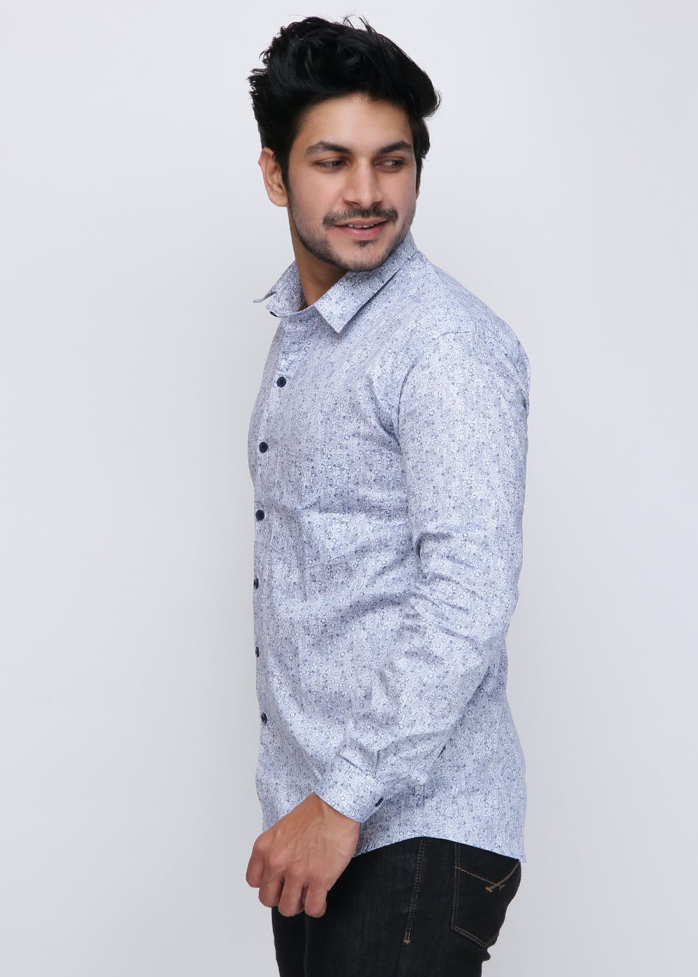Get Ethnic Floral Printed White Shirt 