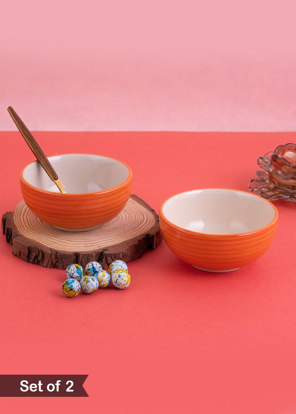 Get Coral Ceramic Bowls Set of 2 at ₹ 499 LBB Shop