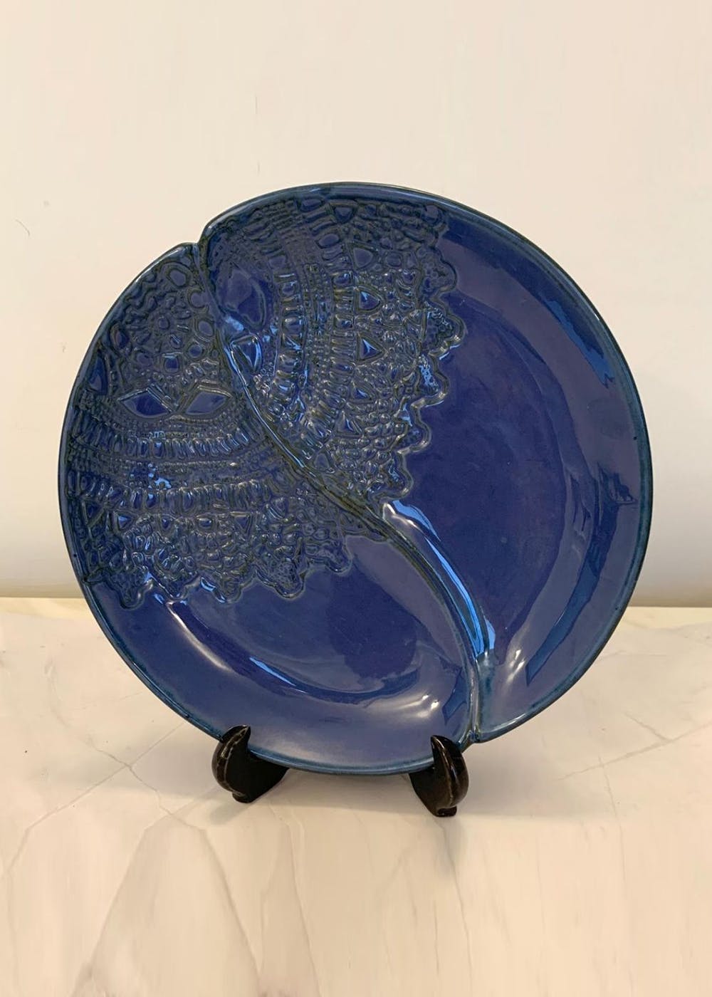 Get Embossed Blue Ceramic Platter in Studio Pottery at ₹ 850 LBB Shop