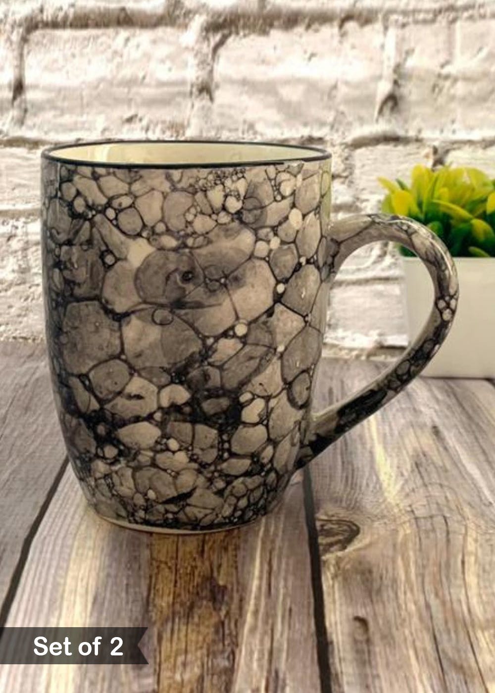 Get Charcoal Ceramic Tea Coffee Mug Black Set of 2 at ₹ 599 LBB Shop