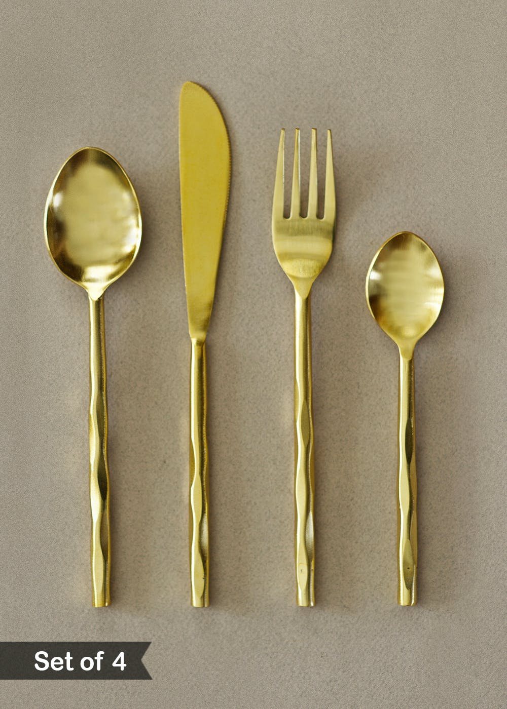 Get Champagne Gold Cutlery Set Set of 4 at ₹ 1750 LBB Shop