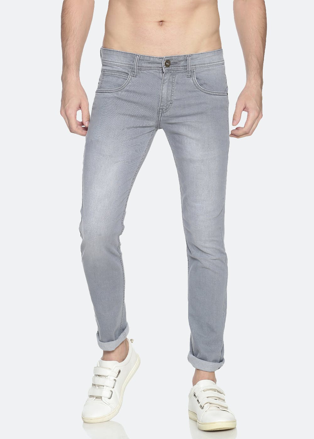 Get Solid Washed Cotton Spandex Jeans 