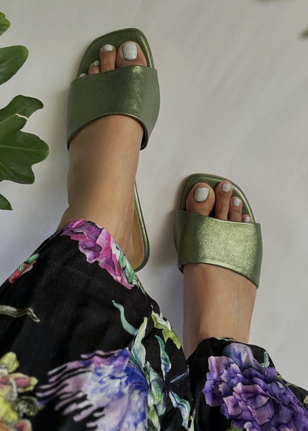 Army Green Open Toe Slides