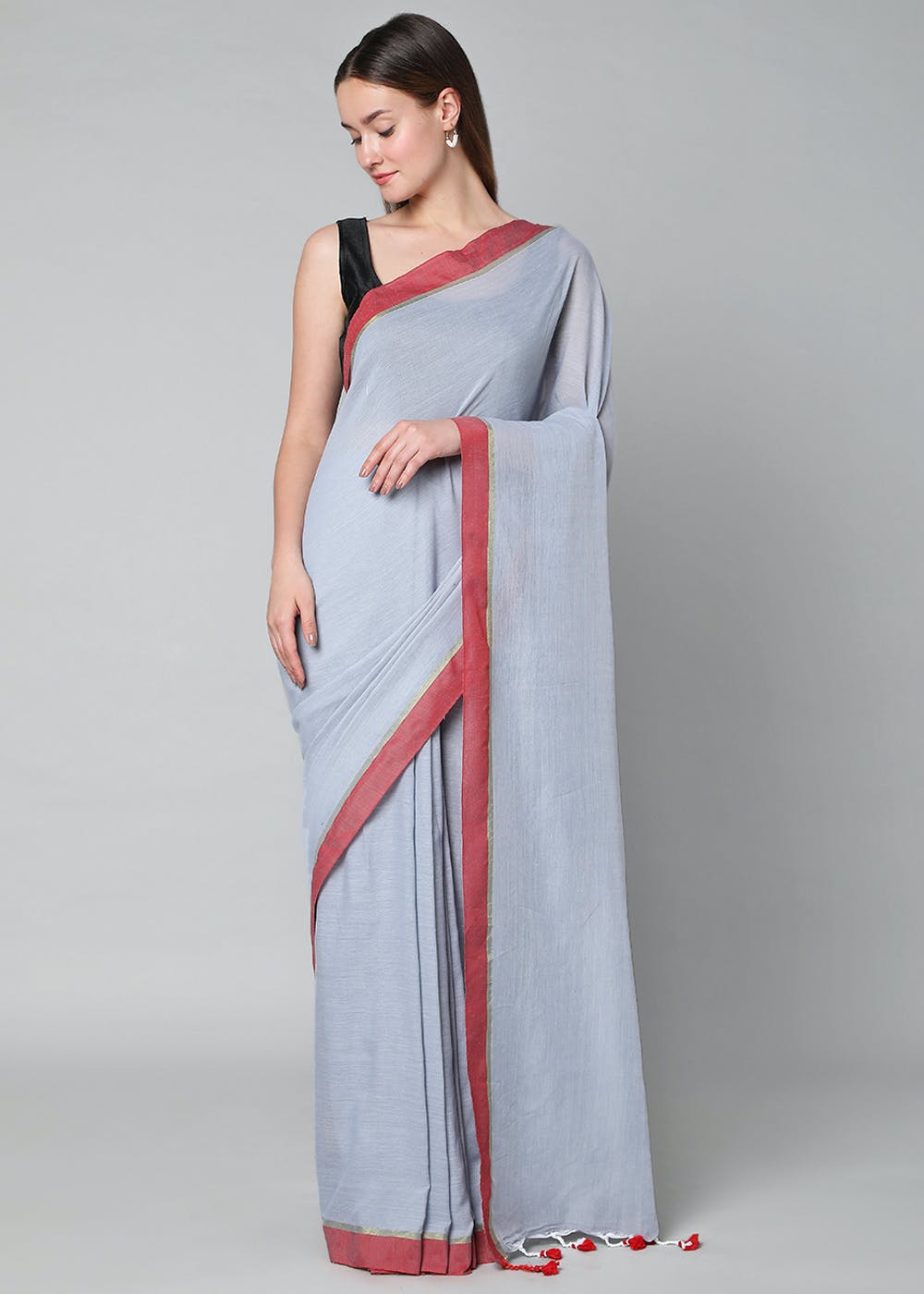Blue - Dharwad Cotton Saree with Border 18