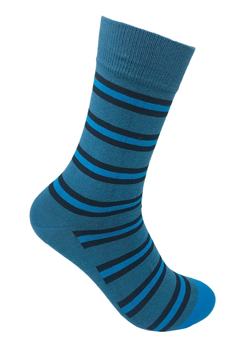 Get TwoTone Striped Blue Crew Socks at ₹ 399 LBB Shop