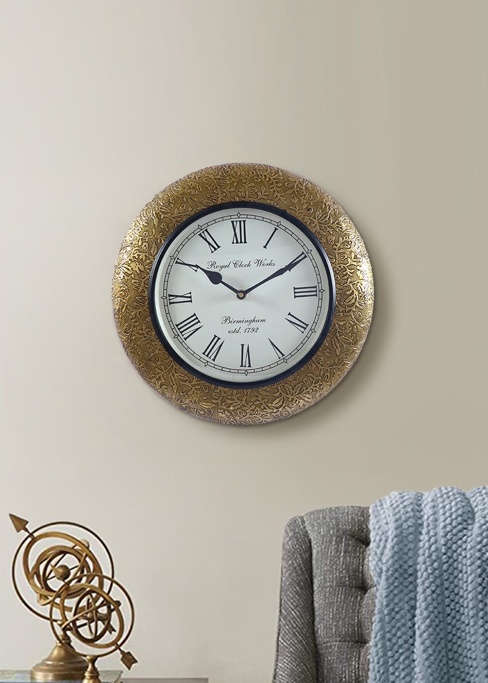 Get Designer Brass Finish Wall Clock at ₹ 2799 | LBB Shop