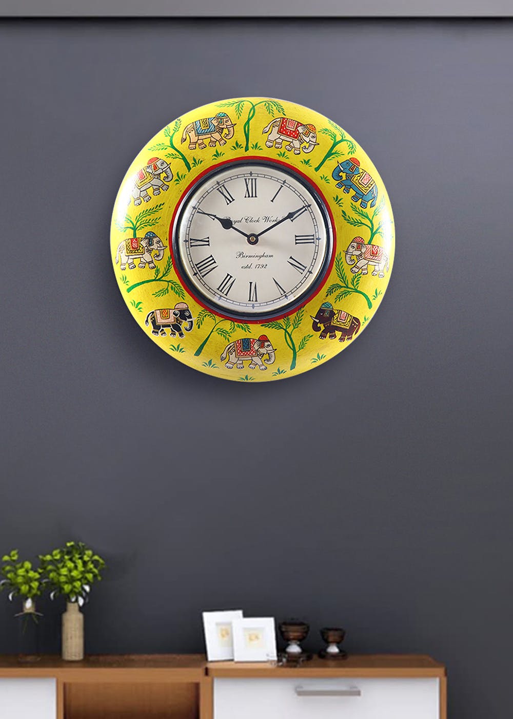 Get Traditional Yellow Wall Clock at ₹ 2799 LBB Shop