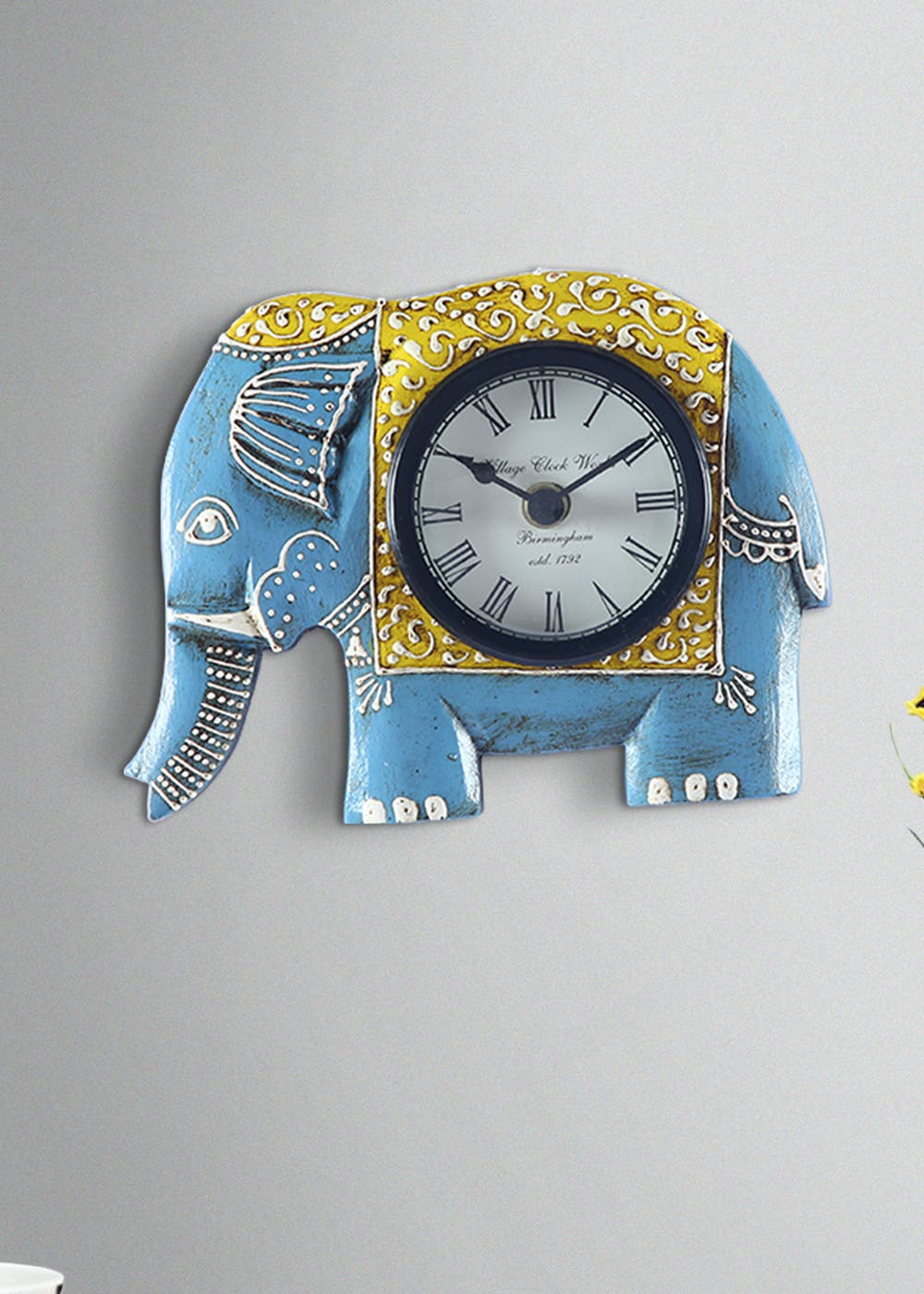 Get Blue Elephant Design MDF Wall Clock at ₹ 1599 LBB Shop