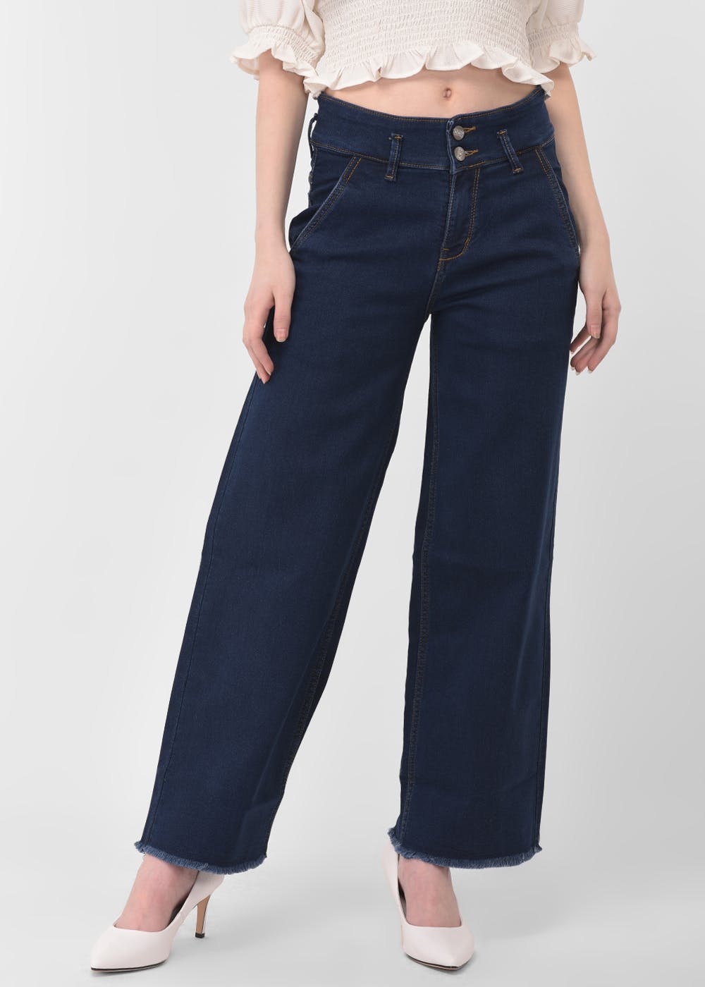 Buy Women Blue Wide Leg Jeans Online at Sassafras
