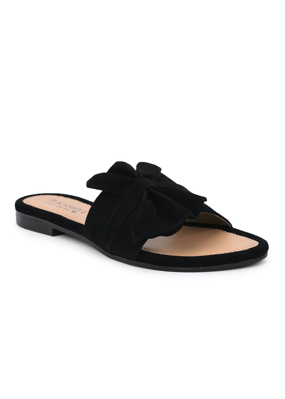 Get Bow Detail Black Velvet Slides at ₹ 399 | LBB Shop