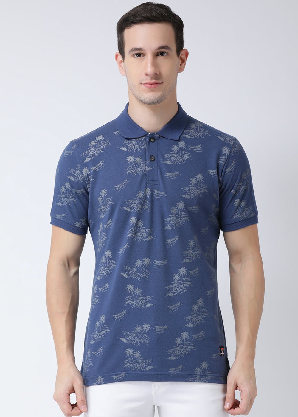 Get Palm Tree Printed Blue Polo T-Shirt at ₹ 899 | LBB Shop